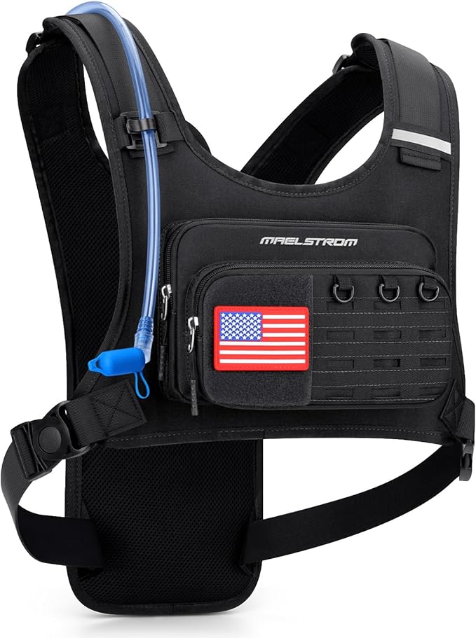 Maelstrom Running Vest, Detachable Hydration Backpack for Men Women with 2L Water Bladder & Chest Pack, Breathable Hiking Water Backpack for Cycling, Climbing, Marathon