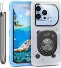 Waterproof Phone Pouch,IPX8 Waterproof Phone Case for Beach & Floating Essentials,Phone Waterproof Pouch with Lanyard, Universal Case Up to 6.9" for iPhone,Samsung (Blue)