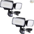 LUTEC 2 Pack 21W Black Plug in Motion Sensor Light Outdoor, Flood Lights Outdoor Motion Sensor,2500LM, 5000K Daylight,IP65 Waterproof,Adjustable 2 Heads Wall Light for Garage, Porch, Yard