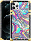 Compatible with iPhone 11 Pro Max Case, Holographic Abstract Iridescent Textures Luxury Golden Decoration for Girl Women Soft TPU Shockproof Protective Hard PC Back