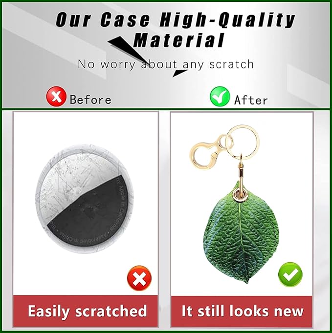 Leather Keychain Holder Case Compatible with AirTag,Cute air tag Cover with Keychain Ring,GPS Tracker Case for Keys