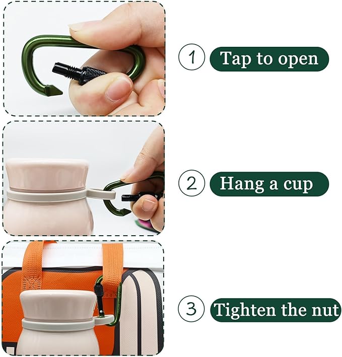 YUCHIYA 8 Pack D-Shape Carabiner Clasp with Screw Gate, 2.2 Inch Mini Keychain Clip Key Chain Buckle, Aluminum Alloy Keyrings Hook for Outdoor Hiking not for Climbing