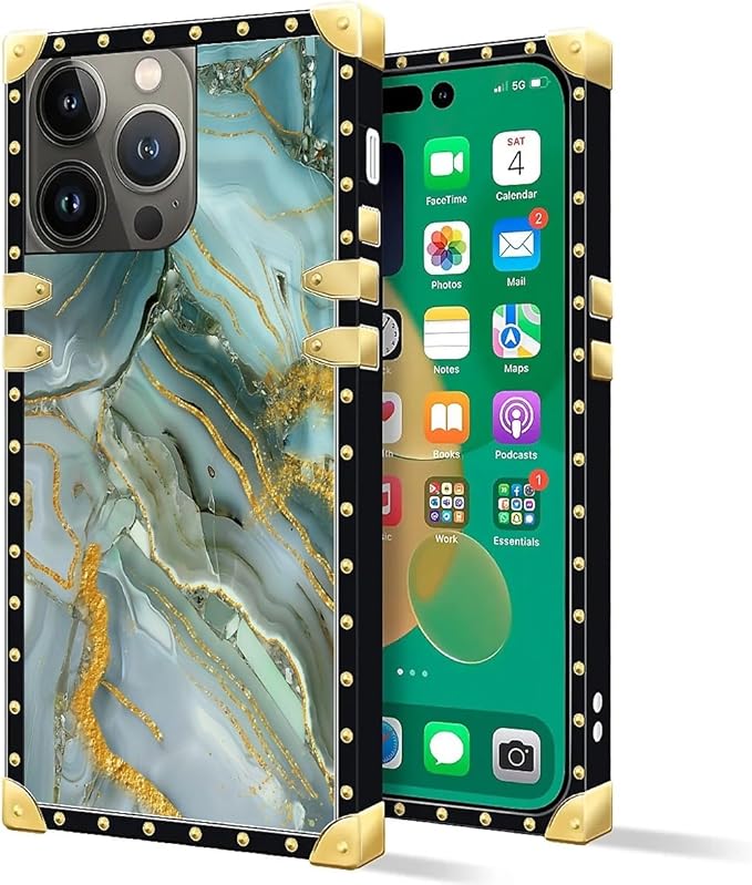 Compatible with iPhone 14 Pro Case, Golden Texture Marble Veining Luxury Golden Decoration for Girl Women Soft TPU Shockproof Protective Hard PC Back for iPhone 14 Pro