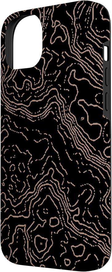 Topography Black & Brown Abstract Pattern Topographic Map Case for iPhone 14 Plus