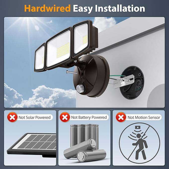 Onforu 70W LED Dusk to Dawn Flood Lights, 7000LM Brown Exterior Security Outdoor Lighting,IP65 Waterproof Outdoor 3 Adjustable Heads Photocell Light Fixture,6500K Floodlight for Garage,Patio,Yard