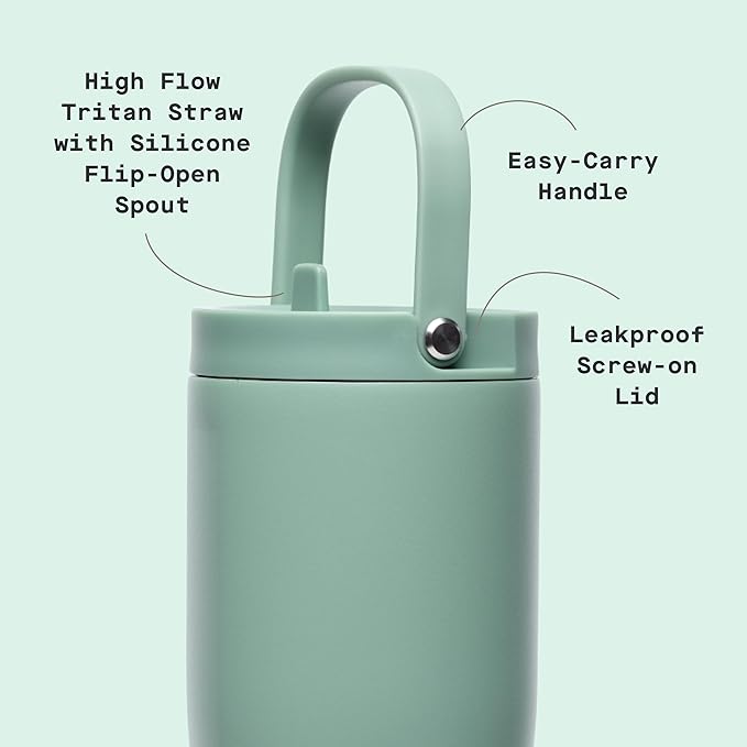 Corkcicle Go Cup XL - Leak-Proof Travel Tumbler - Triple Insulated Stainless Steel Water Bottle - Easy-Carry Handle - Summer Drinkware Gift - Keeps Drinks Ice Cold - 30 oz - Thyme