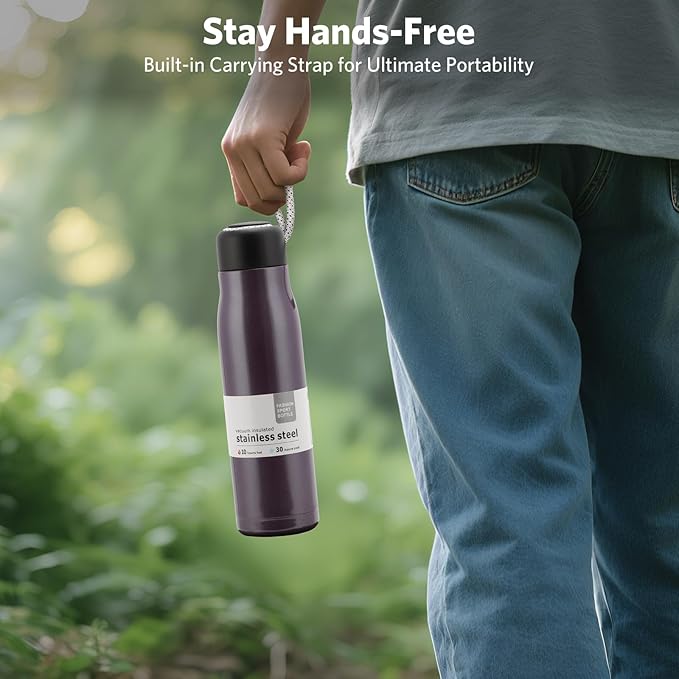 Dusgut 17 oz Stainless Steel Water Bottle Double Wall Vacuum Insulated Kids Wide Mouth Flask with Leakproof Portable Lid
