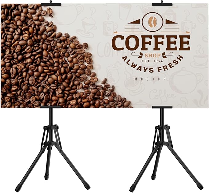 Poster Stands for Display - Floor Poster Board Holder Poster Display Stand Retractable Banner Stand Outdoor Sign Holder, Double-Side Tripod Height up to 80"（1pack）