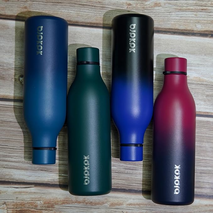 BJPKPK Insulated Water Bottles, 25 oz Stainless Steel Metal Water Bottle with Strap, BPA Free Leak Proof Jugs, Mugs, Flasks, Reusable Thermal Flasks for Sports & Travel, Black