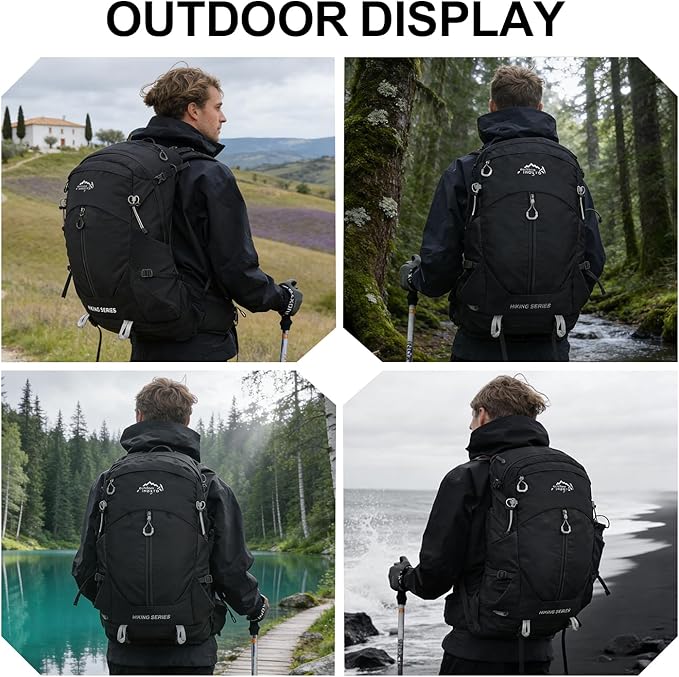 IX INOXTO Hiking Backpack, Camping Backpack, 30L Waterproof Hiking Daypack with 3L Water Bladder and Rain Cover (black)