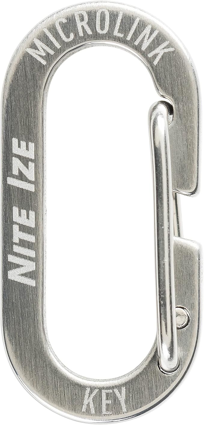 Nite IZE MicroLink Carabiner, Stainless Steel Mini Key Rings for Keys Fobs MultiTools and More, 4 Pack