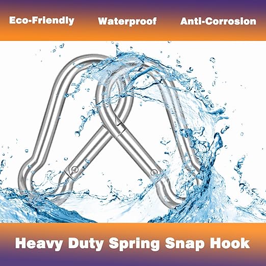 20PCS M5 Heavy Duty Carabiner Clip, 2Inch Snap Hook Quick Link Small Carabiner Clips,Spring Link Buckle for Fishing Camping Hammock Dog Leashes-220LBS Holding Capacity (Silver)
