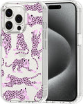 MOSNOVO Case for iPhone 15 Pro, [Buffertech 6.6ft Military-Grade Drop Protection] [Anti Peel Off Tech] Clear TPU Bumper Phone Case Cover Design - Pink Leopard