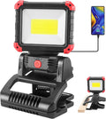 Tresda LED Rechargeable Work Light with Clamp, 2100LM Super Bright COB Magnetic Work Light with 3 Light Modes, 270° & 180° Rotation, Waterproof, Perfect for BBQ, Jobsite, Workshop, Car Repairing