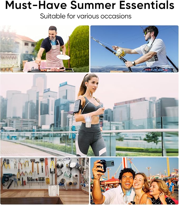 Tedajo AI Portable Waist Fan, 6-Speed 16000RPM Strong Turbo Airflow, 40H Max Cooling Battery Powered Personal Fan Rechargeable, Hands-Free for Work, Outdoor, Travel, Gift for Women - Champagne