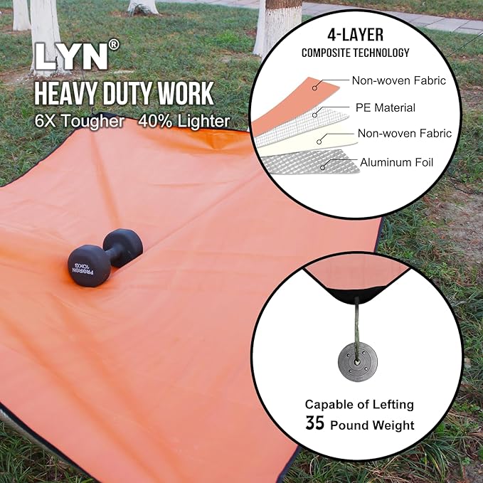 LYN Heavy Duty Emergency Blanket Survival Gear Waterproof Insulated Blanket Emergency Tarp for Camping, Hiking, Bushcraft