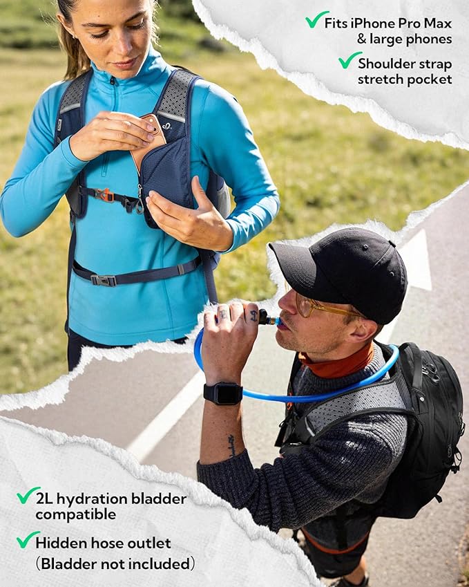 WATERFLY Small Lightweight Hiking Backpack: 20L Outdoor Daypack with Phone Pocket, Hydration Compatible, Breathable Backpanel, Multi-Compartment for Camping Trekking Travel Women Men