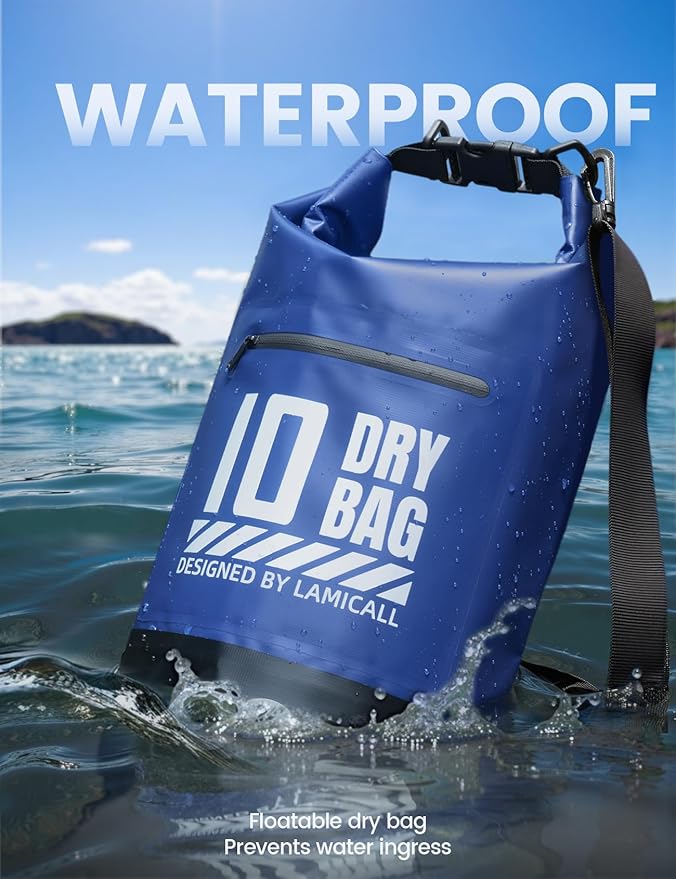 Lamicall Small Dry Bag, Waterproof Bag - [Durable & Floating] 5L/10L/20L/30L/40L Water Proof Bag with Waterproof Phone Pouch, Keeps Gear Dry Sack for Kayak Swim Boat Paddle Boarding Hiking Fishing