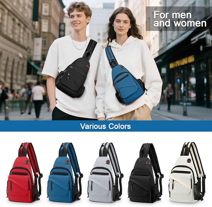 Small Crossbody Bag Casual Sling Bag for Men, Convertible Backpack, 3-in-1 Anti-Theft Shoulder Bag Trendy Daypack for Travel, Blue Grey