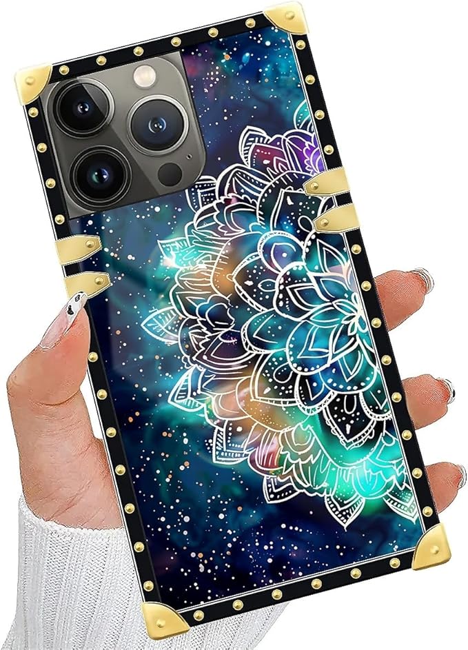 Compatible with iPhone 14 Pro Max Case, Starry Sky Colourful Mandala Luxury Golden Decoration for Girl Women Soft TPU Shockproof Protective Hard PC Back for iPhone 14 Pro Max