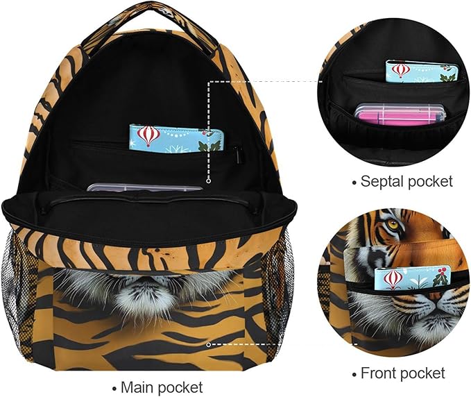 Wamika Tiger Kids Backpack Zebra Giraffe School Backpacks Boys Girls Preschool Book Bag