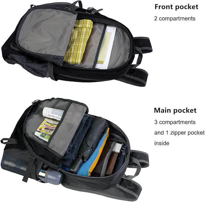 Packable Lightweight Backpack 40L, Ripstop Nylon Foldable Traveling Daypack, Collapsible Hiking Backpack For Outdoor(Black)