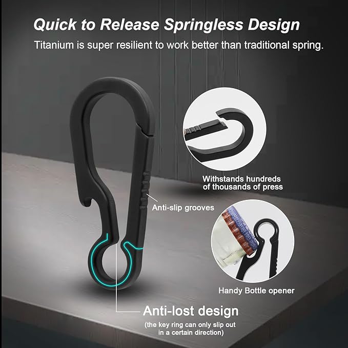 PJYTAC Key Chain Clip Titanium Carabiner Keychain Quick Release Carabiner for Keys Titanium Key Rings Heavy Duty