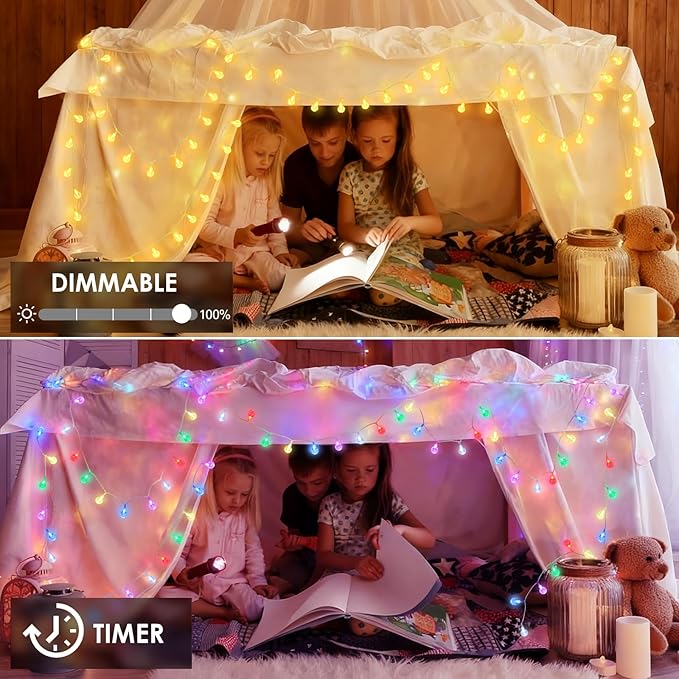 OMIKA Color Changing String Lights USB Powered, 33FT 60LED APP Control Fairy Lights with Remote, Indoor Globe String Lights, Music Sync for Girl Gift Bedroom Tent Wedding Christmas Tree