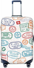 Luggage Cover with World City Stamps & Airplane Pattern, Suitcase Protector For Travel (Fits 18-21 Inch Luggage)