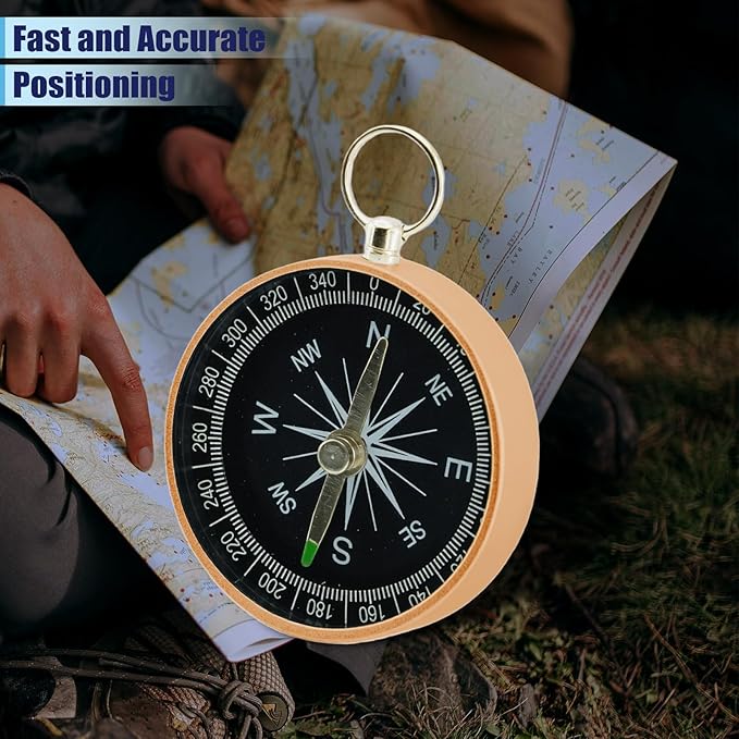 Pocket Compass, 2 Pieces Mini Compass with Key Ring, Suitable for Hiking Survival, Mountaineering Camping, Outdoor Adventure Party Navigation Tools