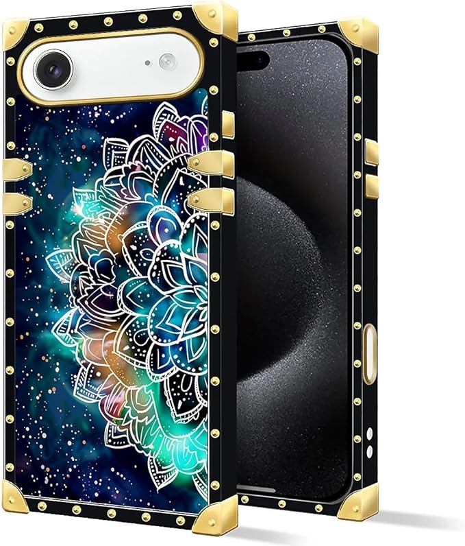 for iPhone 17 Air Case Luxury Golden Decoration for Girl Women Soft TPU Shockproof Protective Hard PC Back for iPhone 17 Air Crazy Pattern Starry Sky Colourful Mandala