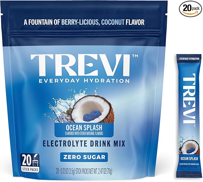 TREVI™ Everyday Sugar Free Electrolytes - Essential Drink Mix Hydration Powder Packets - 20 Count - Ocean Splash