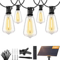 Brightever 120FT Solar String Lights Outdoor Waterproof, Patio Lights Solar Powered with Remote, 50+2 Shatterproof ST38 LED Bulbs, Dimmable&3 Lighting Modes, Hanging Outdoor Lights for Outside, Party