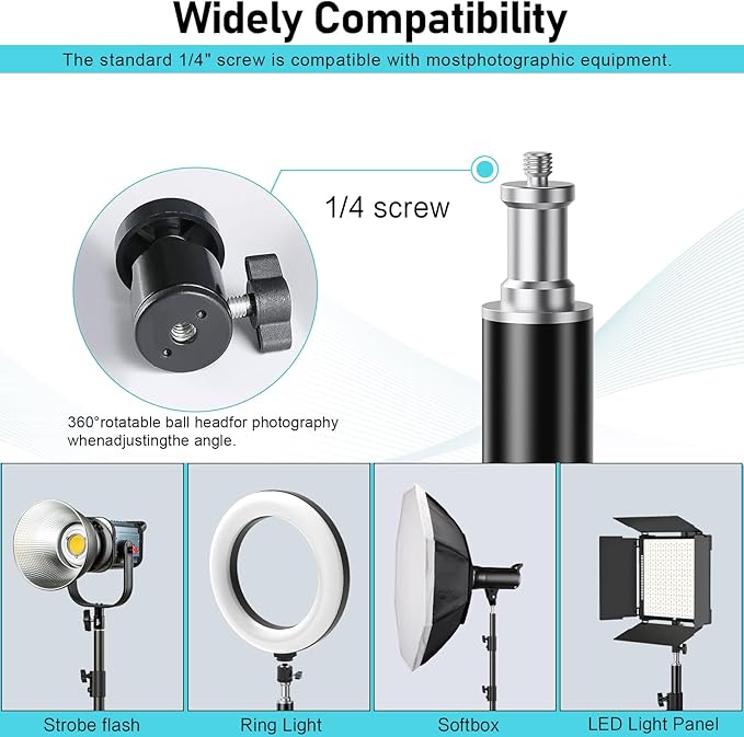 Photography Light Stand, 110"/9.2ft/280cm Portable Reverse Folding Tripod with Travel Bag Aluminum Heavy Duty for Camera,Video,Softboxes,Umbrell,Wedding Outdoor Video Shooting （2 Pack）