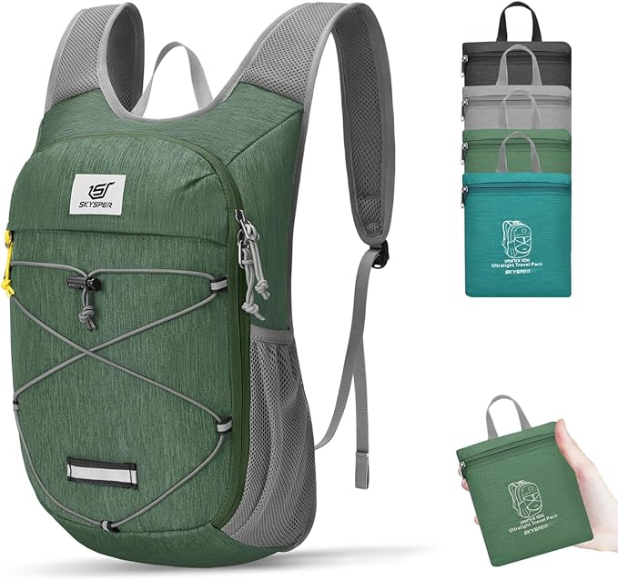 SKYSPER Foldable Hiking Backpack - 10L/15L Small Lightweight Daypack Breathable Travel Backpacks