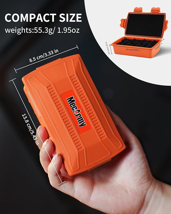 MecArmy B10 Edc Storage Box, Compact Waterproof Hard Case With Removed Foam, Small Dry Container For Outdoor Gear Tools Electronics, Durable Portable Utility Hardshell Case For Home Travel -Orange