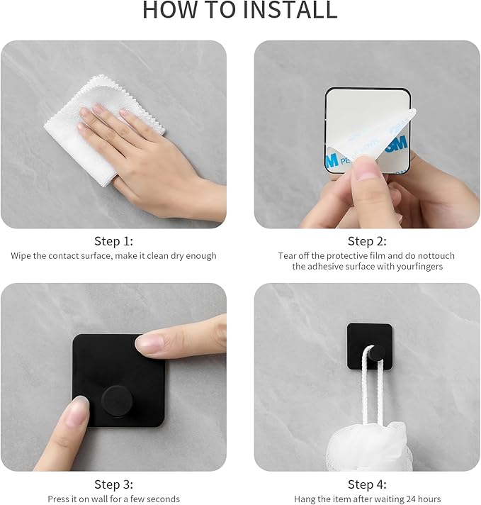 Paoli Heavy Duty Self Adhesive Hooks - Sturdy self Adhesive Hooks for Home, School and Office Easy to fit and Remove(4PC)