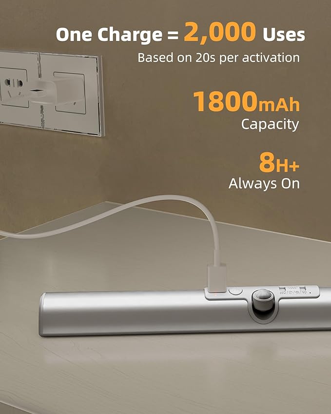 EZVALO 15-inch Motion Closet Lights with Rotatable Sensor, Rechargeable Under Cabinet Lighting, No-Glare, 3 Color Temps & Dimmable LED Sensor Light Indoor for Pantry, Wardrobe - 2 Pack