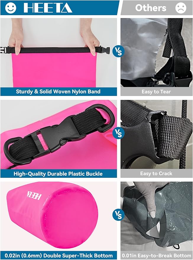 HEETA Waterproof Dry Bag for Women Men, 5L/10L/20L/30L/40L Roll Top Lightweight Dry Storage Bag Backpack with Emergency Whistle for Travel, Kayaking, Boating, Camping, Beach, Cruise Ship Essentials