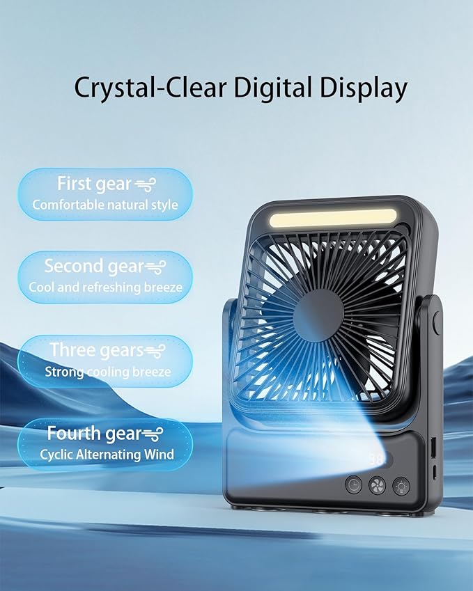 Magnetic Cruise Approved Fan with Night Light, 10000mAh Ultra-Slim Travel Fan, 4-Speed, Hook Design, Portable Fan for Cruise Ship Cabin, Bedroom Sleeping, Camping, Travel & Cruise Essentials 2026