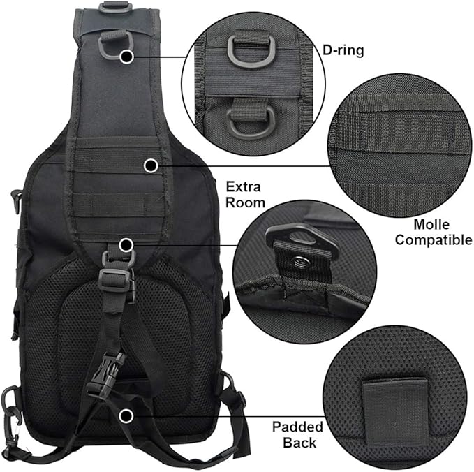 hopopower Tactical Sling Bag, Sport Bag Military Rover Shoulder Backpack EDC Assault Range Bag, Chest Pack Handbag Waterproof