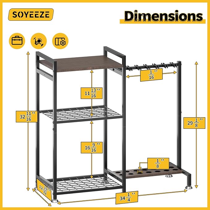 SOYEEZE Fishing Rod Holder for 14 Rods, Ground Stand Fishing Pole Holders for Garage, 2-Sided Vertical Fish Rod Rack for Tackle Box, Fishing Supplies,a Display Fish Gear Storage Gift for Man