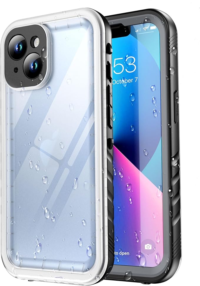 SPORTLINK Waterproof Case for iPhone 13, Shockproof Dustproof with Built-in Clear Screen Protector, Full Body Heavy Duty Sealed Protective Cover for iPhone 13 6.1 Inch Black/Frosted Clear