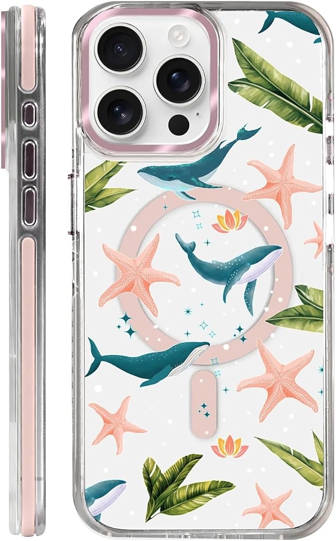 Case for iPhone 14 Pro Max,[Compatible with MagSafe],Sealife Whale Ocean Wildlife Clear Phone Case Design，for Women Girls Magnetic Clear Cover - Slim, Sleek, & Shockproof Protection