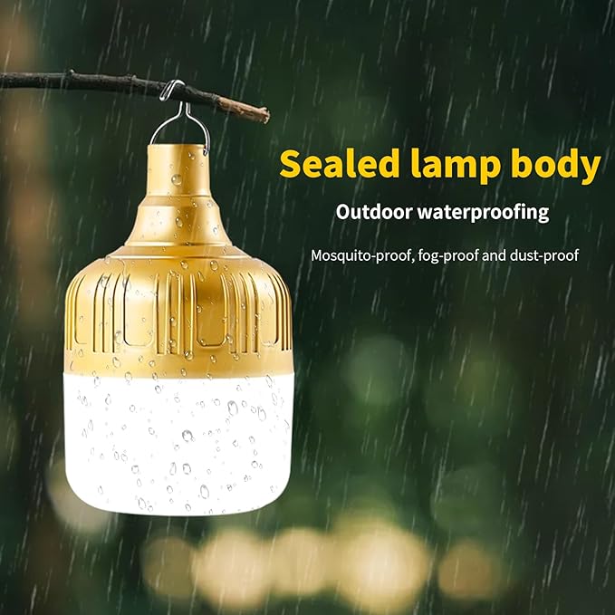 2 Pack Rechargeable LED Camping Lantern, 4000mAh IPX4 Waterproof Tent Light with Hook, USB Flashlight for Hiking, Travel, Hurricane Power Outage Emergency, Home Garage Repair, BBQ Lighting