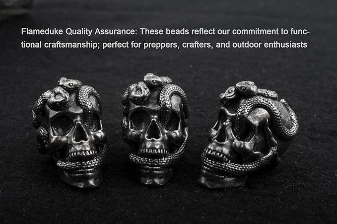 Skull Paracord Bead, Copper, 0.75x0.56x0.78 inches, for Crafting Lanyard Keychains