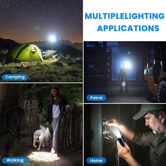 Rechargeable Flashlights 3 Pack - 990,000 Lumens Super Bright LED Powerful Flashlight, 5 Light Modes, Fast Charging, IPX7 Waterproof for Camping Home (L-3P)