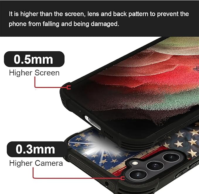 for Samsung Galaxy S23 FE Case, Red American Flag Horse Cross Pattern Graphic Design Girl Boy Soft Silicone Hard Acrylic Shock Protection for Samsung Galaxy S23 FE