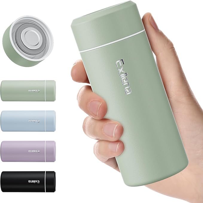 【Upgraded】Exllena Small Insulated Water Bottle 8 oz/250ml– Mini Insulated Water Bottle for Hot & Cold Drinks, Perfect Small Water Bottle for Travel, Purse...(Sage Green)