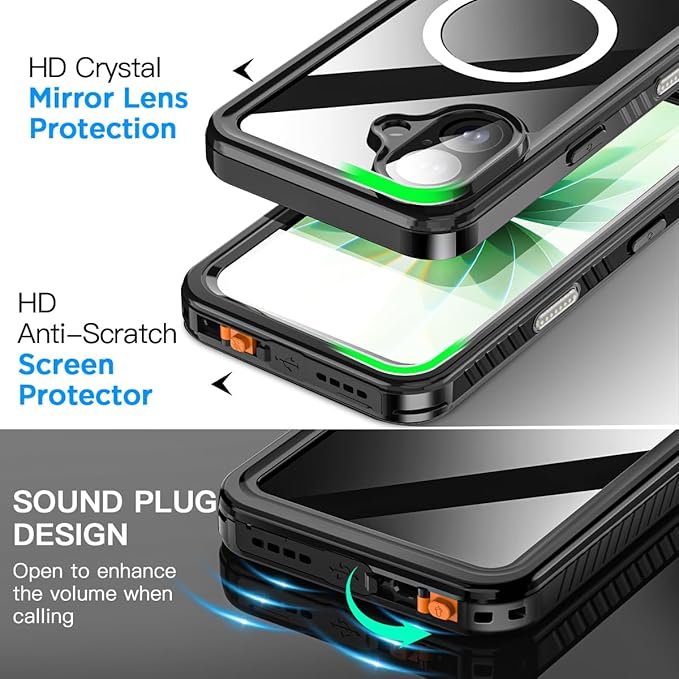 AICase for iPhone 17 Case Waterproof Clear with MagSafe Water Proof/Snowproof/Dustproof/Shockproof,IP68 Certified 360 Full Body Protection Fully Sealed Underwater Cover for iPhone 17 6.3"